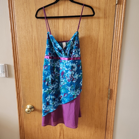 Blue and Purple Floral Dress - Picture 1 of 3